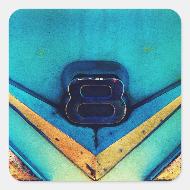 Gritty V8 Engine Emblem Square Sticker (Front)