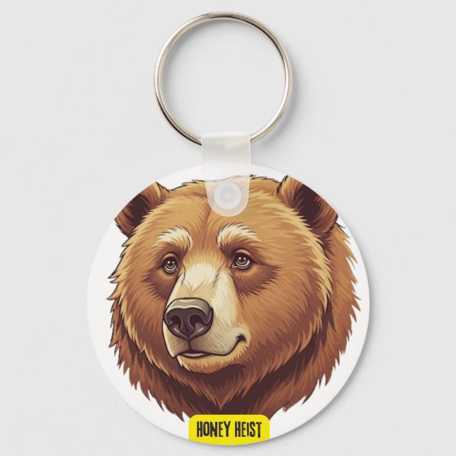 Grizlly bear. Honey heist Key Ring (Front)
