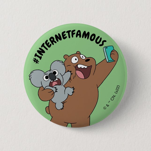 Grizz & Nom Nom - #InternetFamous 6 Cm Round Badge (Front)
