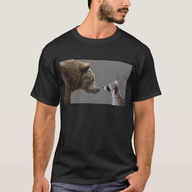 Grizzle Bear Meets Racoon T-Shirt (Front)