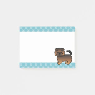 Grizzle Norfolk Terrier Cartoon Dog & Blue Borders Post-it Notes