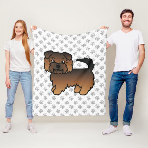 Grizzle Norfolk Terrier Cartoon Dog & Paws Fleece Blanket