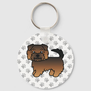 Grizzle Norfolk Terrier Cartoon Dog & Paws Key Ring