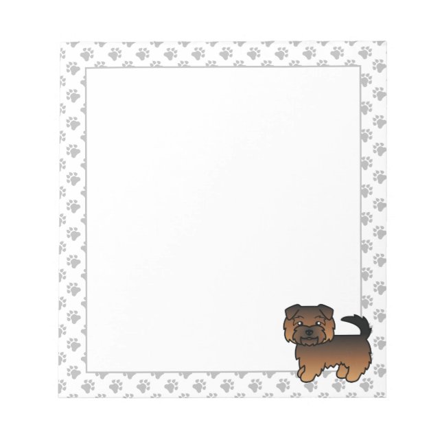 Grizzle Norfolk Terrier Cute Cartoon Dog Notepad (Front)
