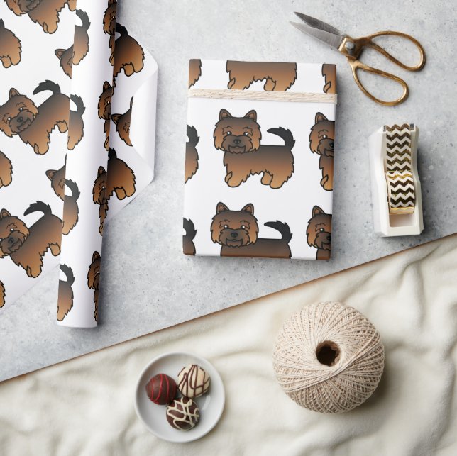 Grizzle Norwich Terrier Cartoon Dog Pattern Wrapping Paper (Crafts)