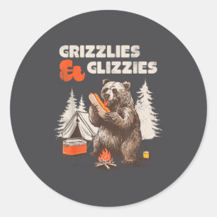 Grizzlies &amp; Glizzies Eating Hotdog Meme Funny  Classic Round Sticker