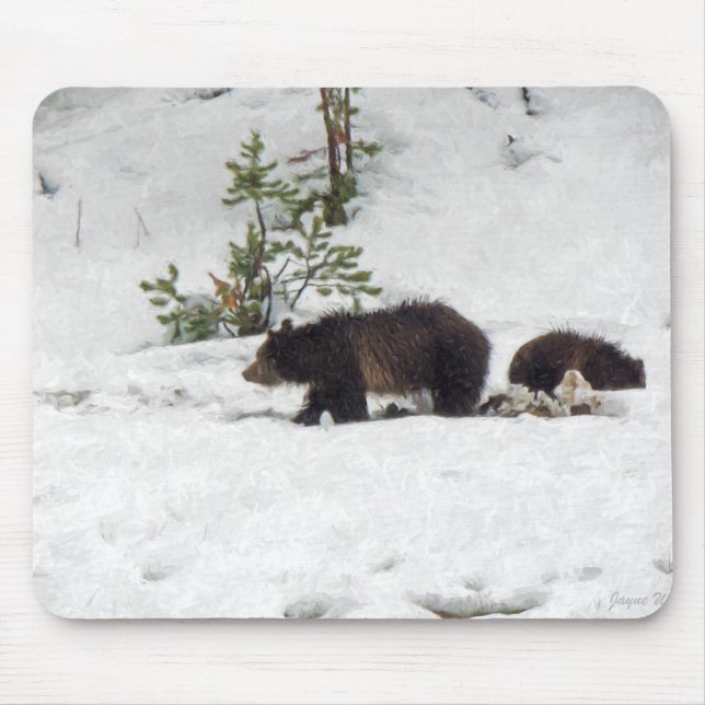 Grizzlies in the Snow Mouse Mat (Front)