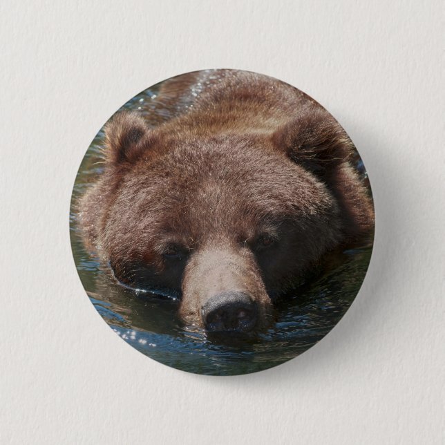 Grizzly Bear 6 Cm Round Badge (Front)