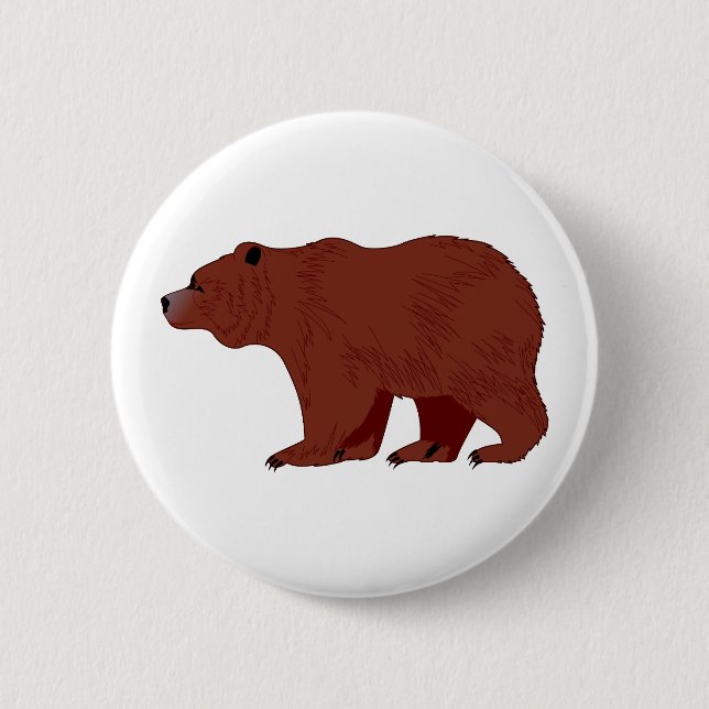 Grizzly Bear 6 Cm Round Badge (Front)