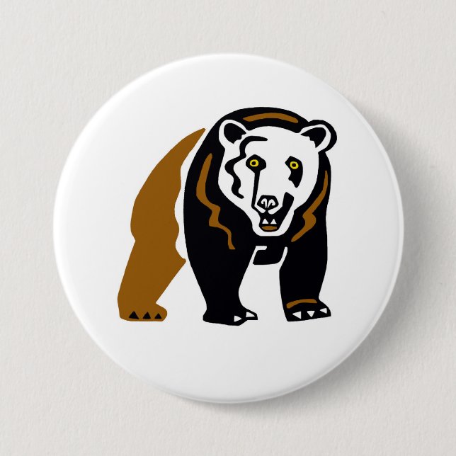 Grizzly bear - 7.5 cm round badge (Front)