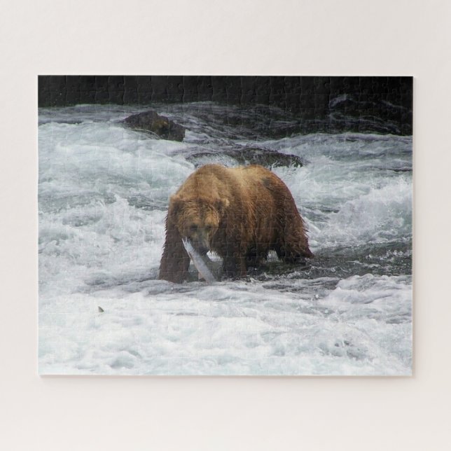 Grizzly Bear Alaska Salmon Fishing Wildlife Jigsaw Puzzle (Horizontal)