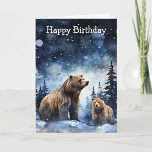 Grizzly Bear and Baby Card