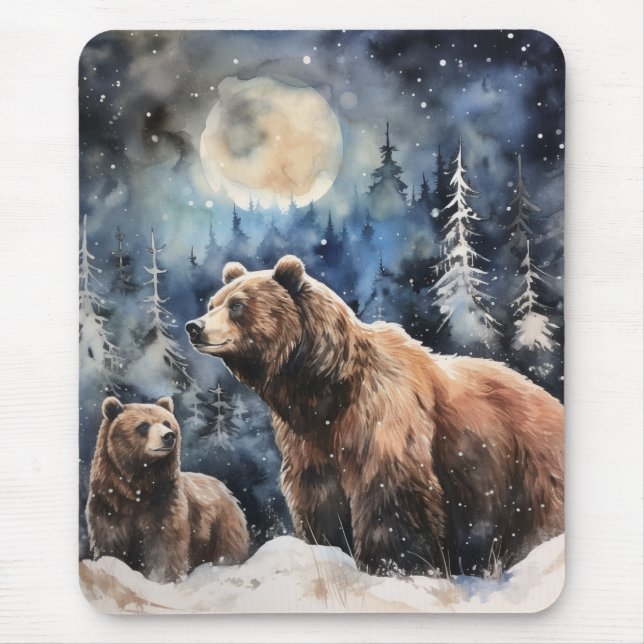Grizzly Bear and Baby Mouse Mat (Front)