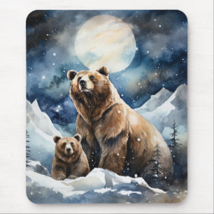 Grizzly Bear and Baby Mouse Mat