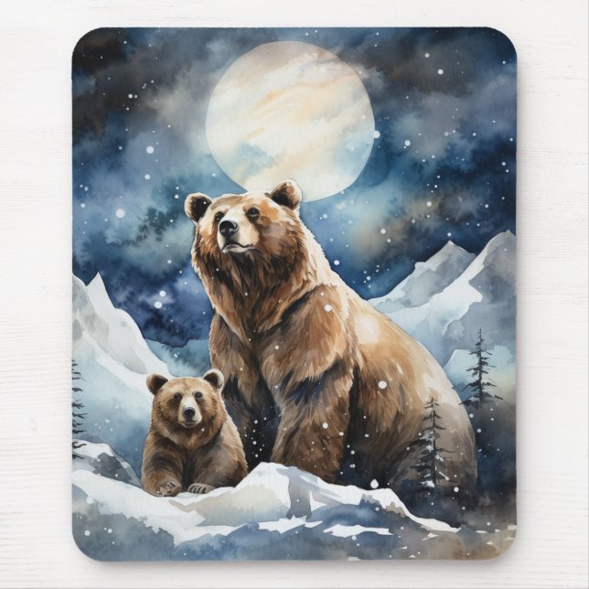 Grizzly Bear and Baby Mouse Mat (Front)