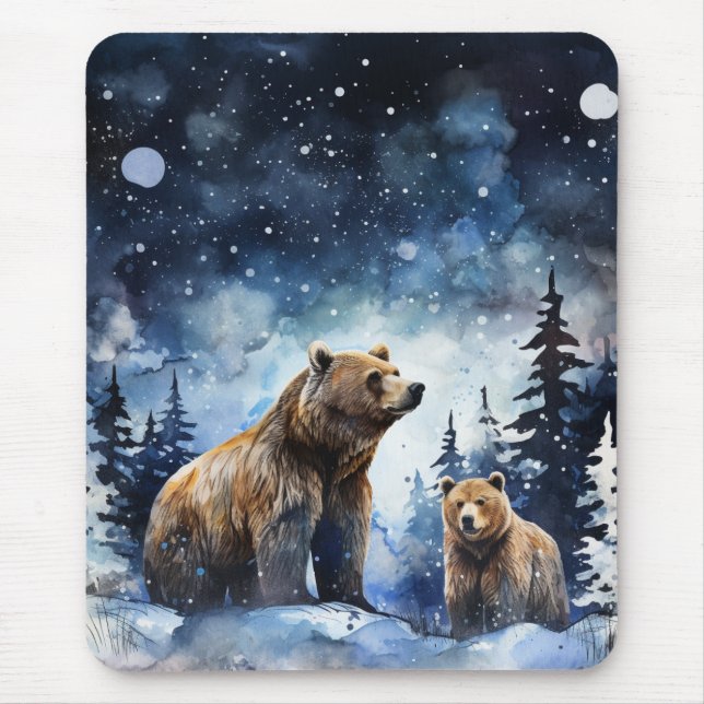 Grizzly Bear and Baby Mouse Mat (Front)