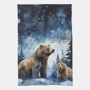 Grizzly Bear and Baby Tea Towel