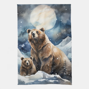 Grizzly Bear and Baby Tea Towel