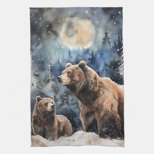 Grizzly Bear and Baby Tea Towel