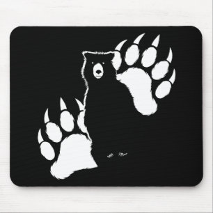 Grizzly bear and footprints Graphic Design Mouse Mat