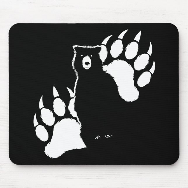 Grizzly bear and footprints Graphic Design Mouse Mat (Front)
