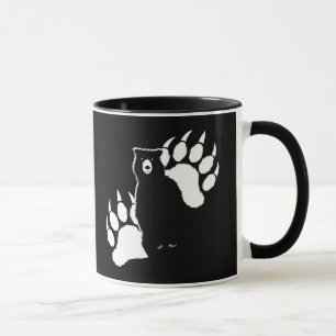 Grizzly bear and footprints Graphic Design Mug