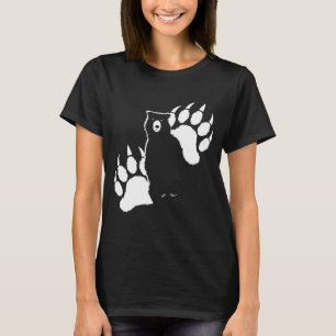 Grizzly bear and footprints Graphic Design T-Shirt