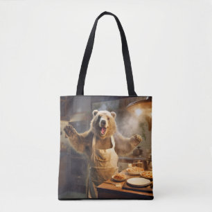 Grizzly Bear Animal Fun Cooking Kitchen Happy Tote Bag