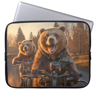 Grizzly Bear Animal Fun Cycling Bike Happy Relax Laptop Sleeve