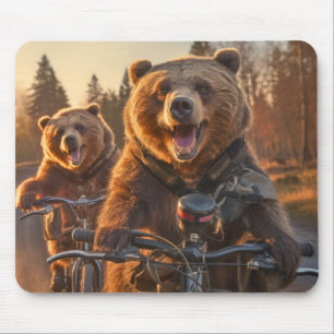 Grizzly Bear Animal Fun Cycling Bike Happy Relax Mouse Mat