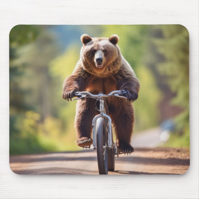 Grizzly Bear Animal Fun Cycling Bike Happy Relax  Mouse Mat (Front)