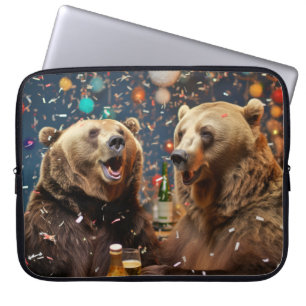 Grizzly Bear Animal Fun Party Celebration Happy Laptop Sleeve