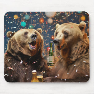 Grizzly Bear Animal Fun Party Celebration Happy Mouse Mat