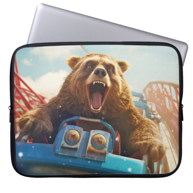 Grizzly Bear Animal Fun Roller coaster Happy Time Laptop Sleeve (Front)