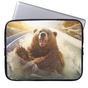 Grizzly Bear Animal Fun Water Slide Happy Time Laptop Sleeve