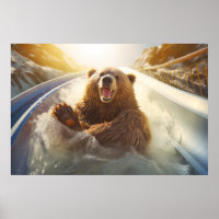 Grizzly Bear Animal Fun Water Slide Happy Time