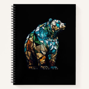 Grizzly Bear Animal Portrait Stained Glass Forest Notebook