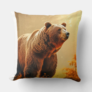 Grizzly Bear Animal Wildlife Wilderness Colourful Cushion