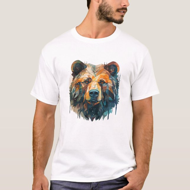 Grizzly Bear Animal World Wildlife Beauty Painting T-Shirt (Front)