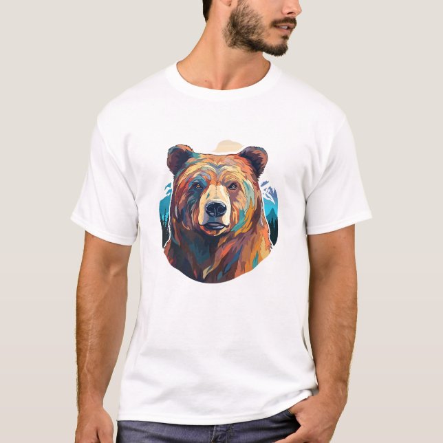 Grizzly Bear Animal World Wildlife Beauty Painting T-Shirt (Front)