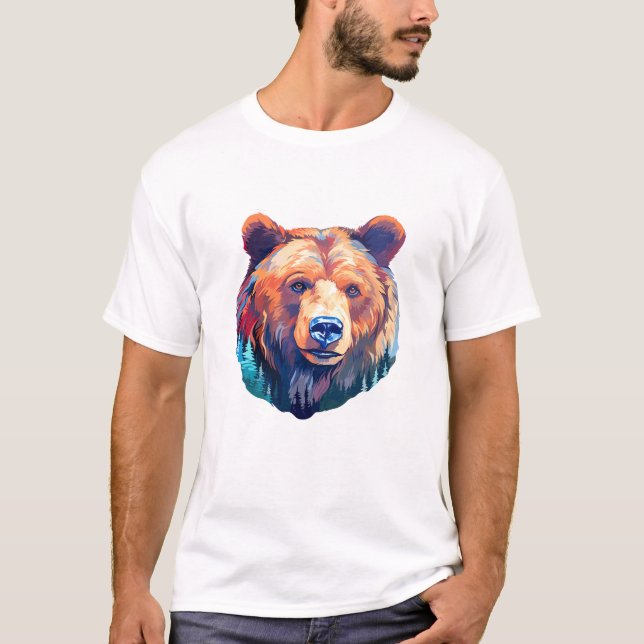 Grizzly Bear Animal World Wildlife Beauty Painting T-Shirt (Front)