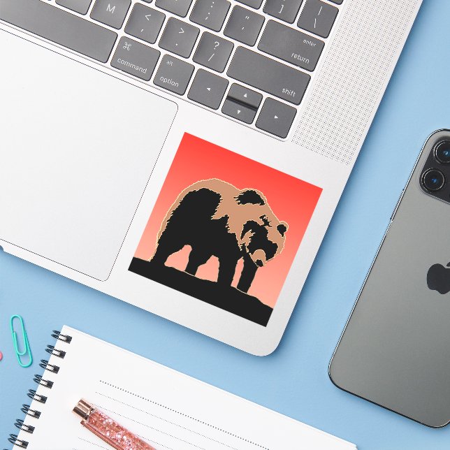 Grizzly Bear at Sunset  - Original Wildlife Art (Laptop w/ iPhone)