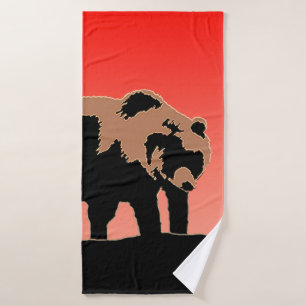 Grizzly Bear at Sunset  - Original Wildlife Art Bath Towel Set