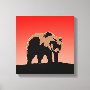 Grizzly Bear at Sunset - Original Wildlife Art Canvas Print