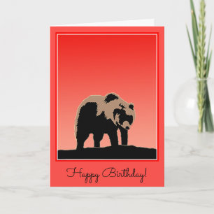 Grizzly Bear at Sunset  - Original Wildlife Art Card