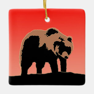 Grizzly Bear at Sunset - Original Wildlife Art Ceramic Ornament