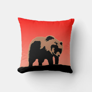 Grizzly Bear at Sunset - Original Wildlife Art Cushion