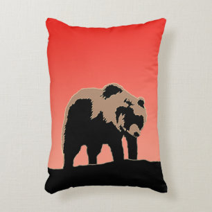 Grizzly Bear at Sunset - Original Wildlife Art Decorative Cushion