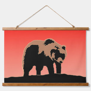 Grizzly Bear at Sunset - Original Wildlife Art Hanging Tapestry