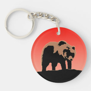 Grizzly Bear at Sunset  - Original Wildlife Art Key Ring